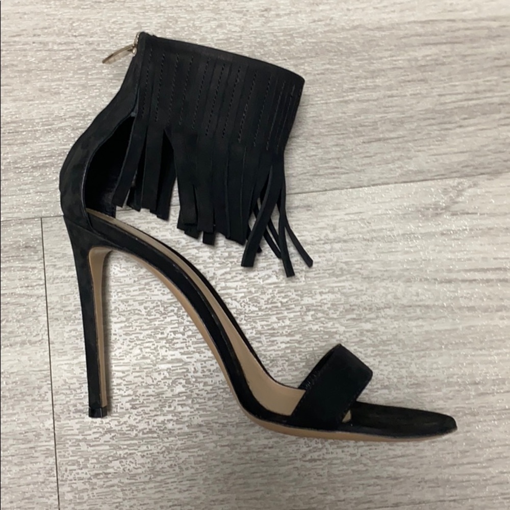 Authentic Gianvito Rossi Black Suede Fringe Heels - Picture 10 of 12